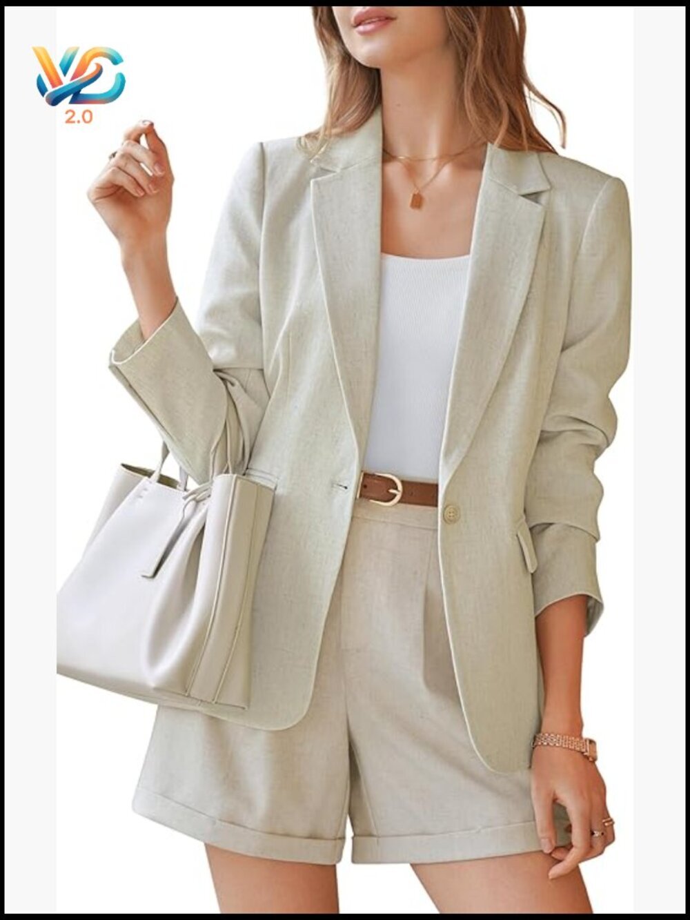 Linen Blend Notched Lapel Blazer Regular Fit Business Casual Lightweight